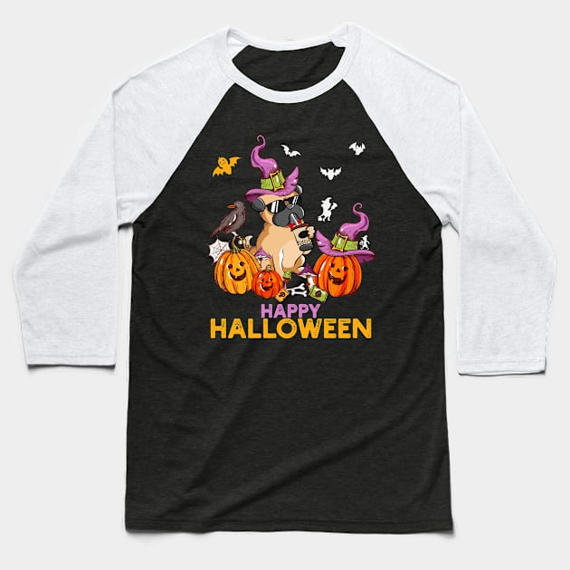 Pug Dog Halloween Pumpkin Costumes Thanksgiving Gift For Dog Lovers, Men, Women, Kids Baseball T-Shirt by Hussein@Hussein